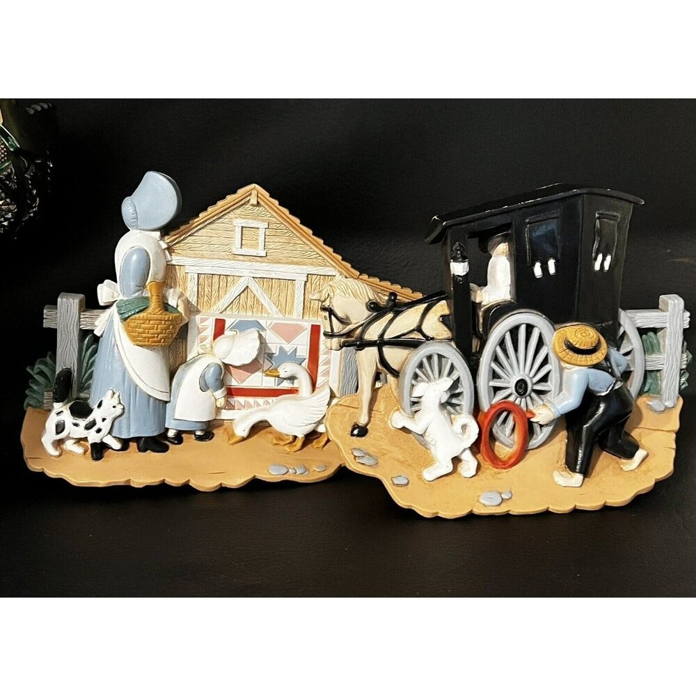 Vintage Burwood Products Wall Hanging Plaques Decor Amish Set Of 2